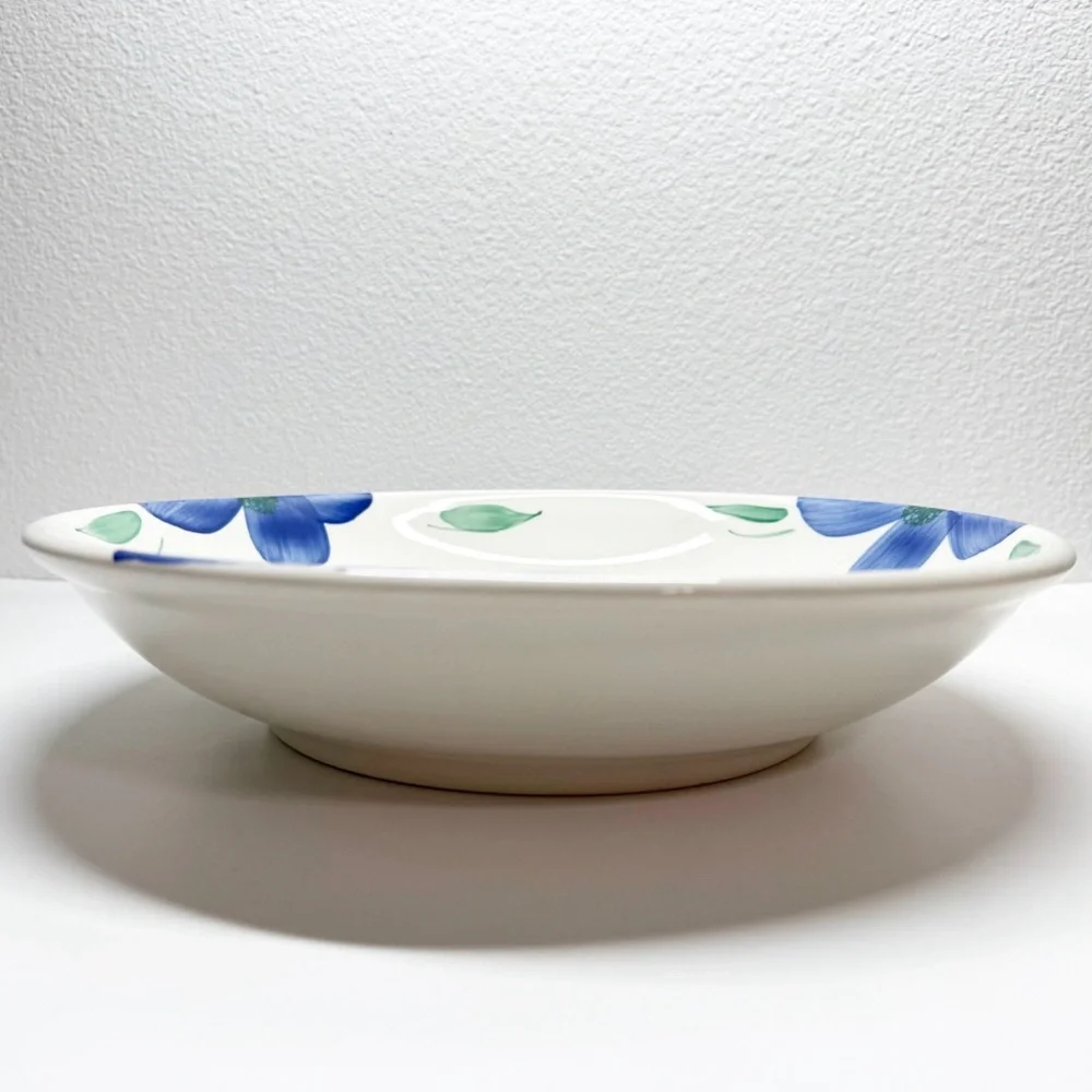 Pier 1 Italian Hand Painted Blue Floral Serving Bowl Set